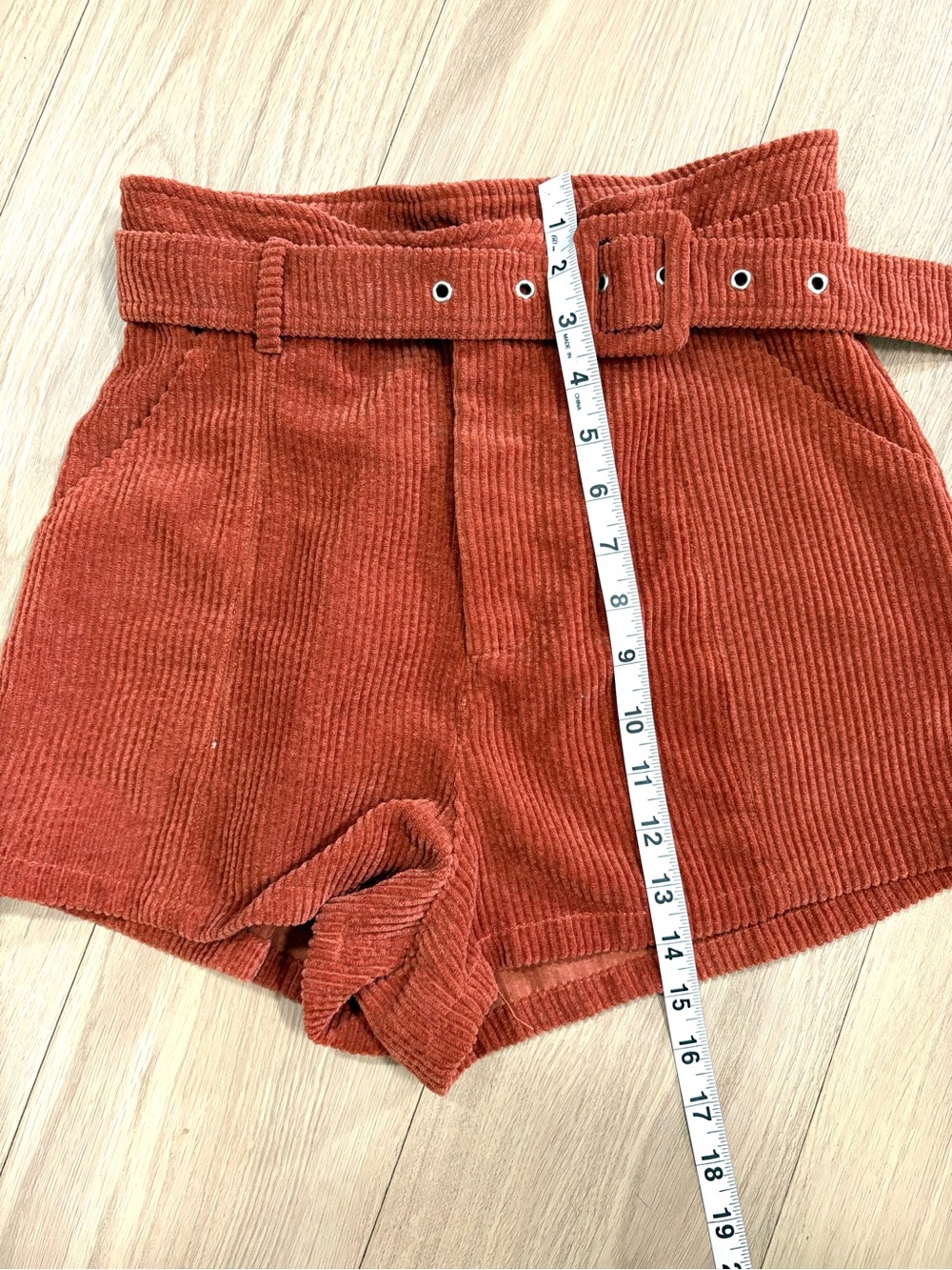 Altar’d State Sara Cord Shorts Womens S Rust High Rise Belted Corduroy - Picture 9 of 11